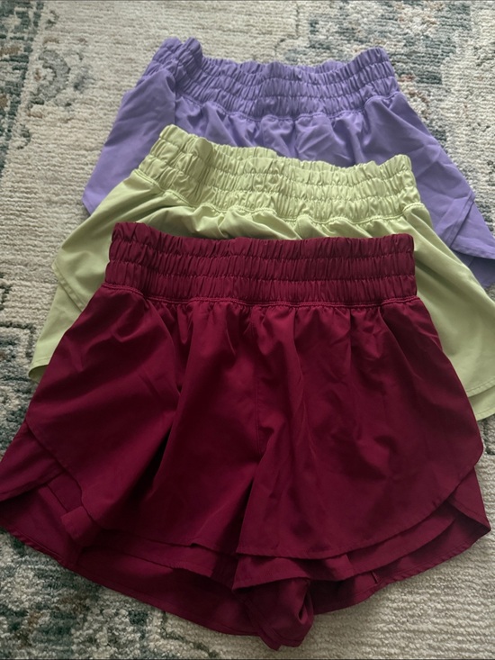 CALIA by Carrie Underwood Pants - Women’s Elastic Waist Shorts - 3-Pack (Lavender, Light Green, Burgundy)
